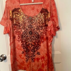 Women's Orange Graphic Top